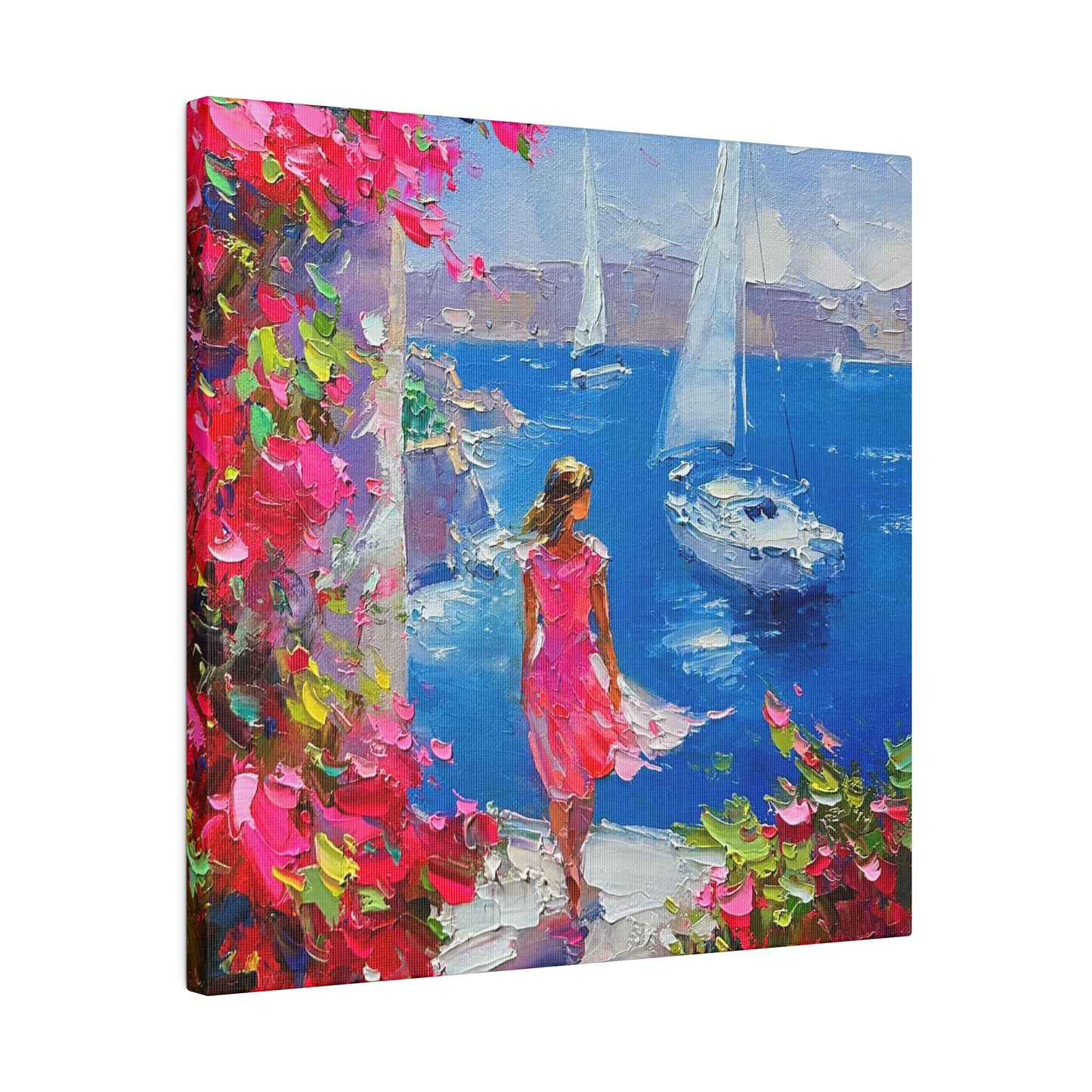 Seaside Serenity - Women in Pink Canvas