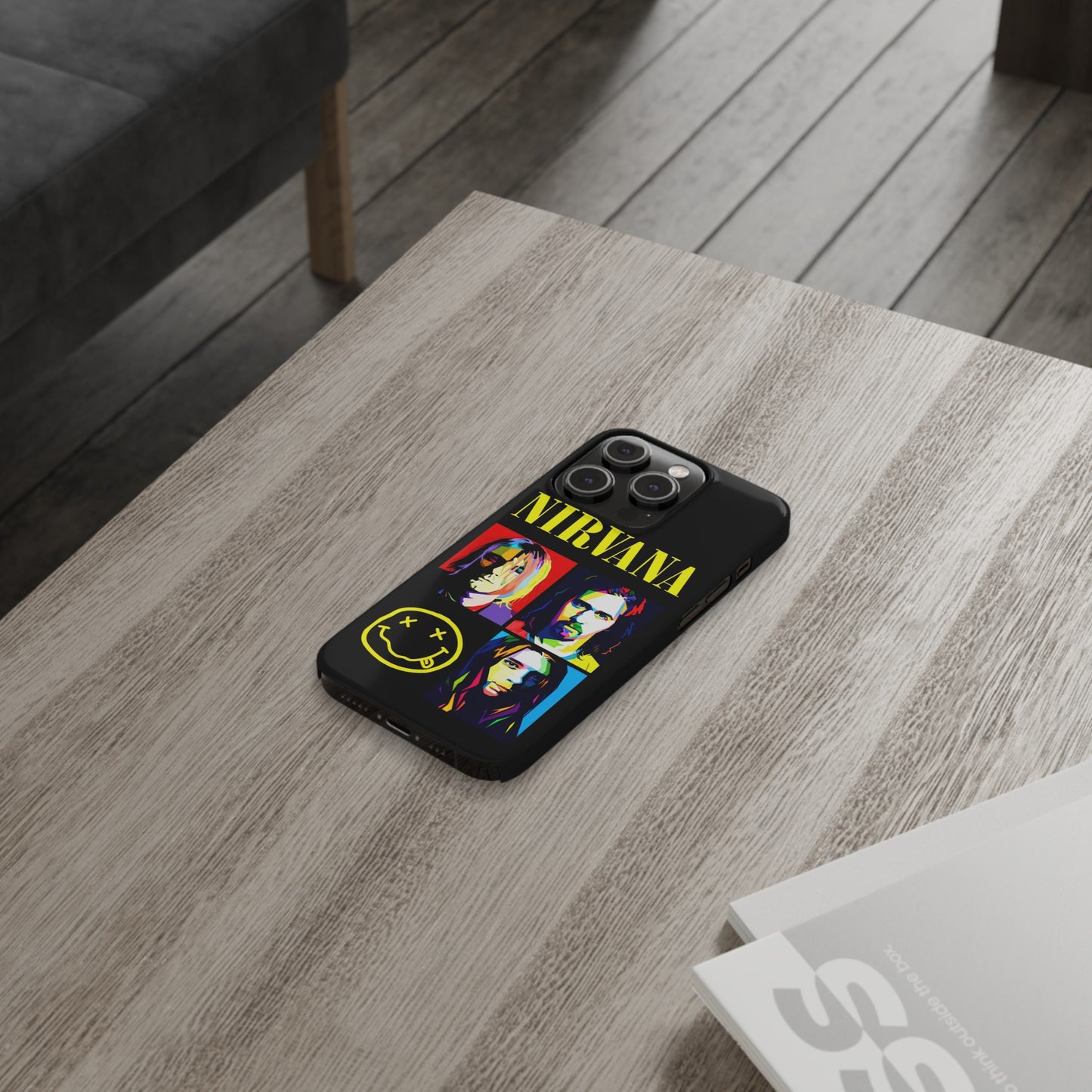 Nirvana Tribute: Kurt Cobain iPhone 15, 14, 13, 12, 11 Art in Black