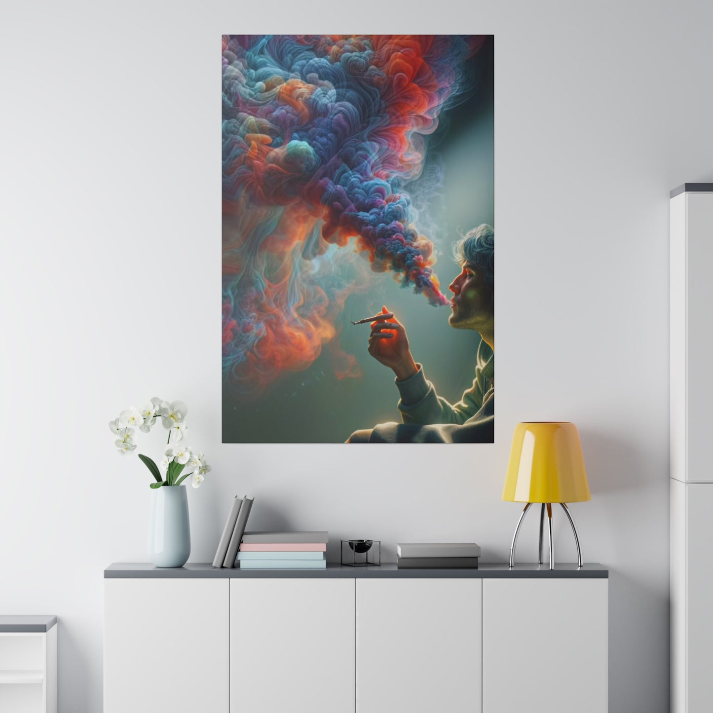 The Colorful World of Men and Smoke - Canvas
