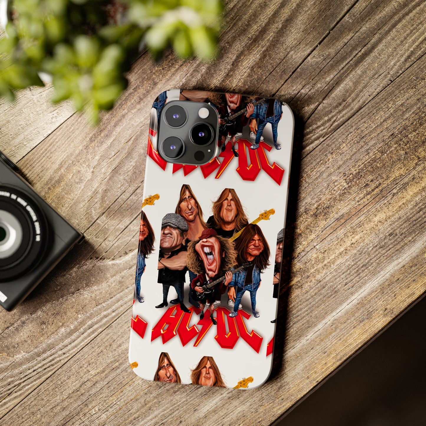 AC/DC Angus Young Rockin Caricatures iPhone 15, 14, 13, 12 Cases