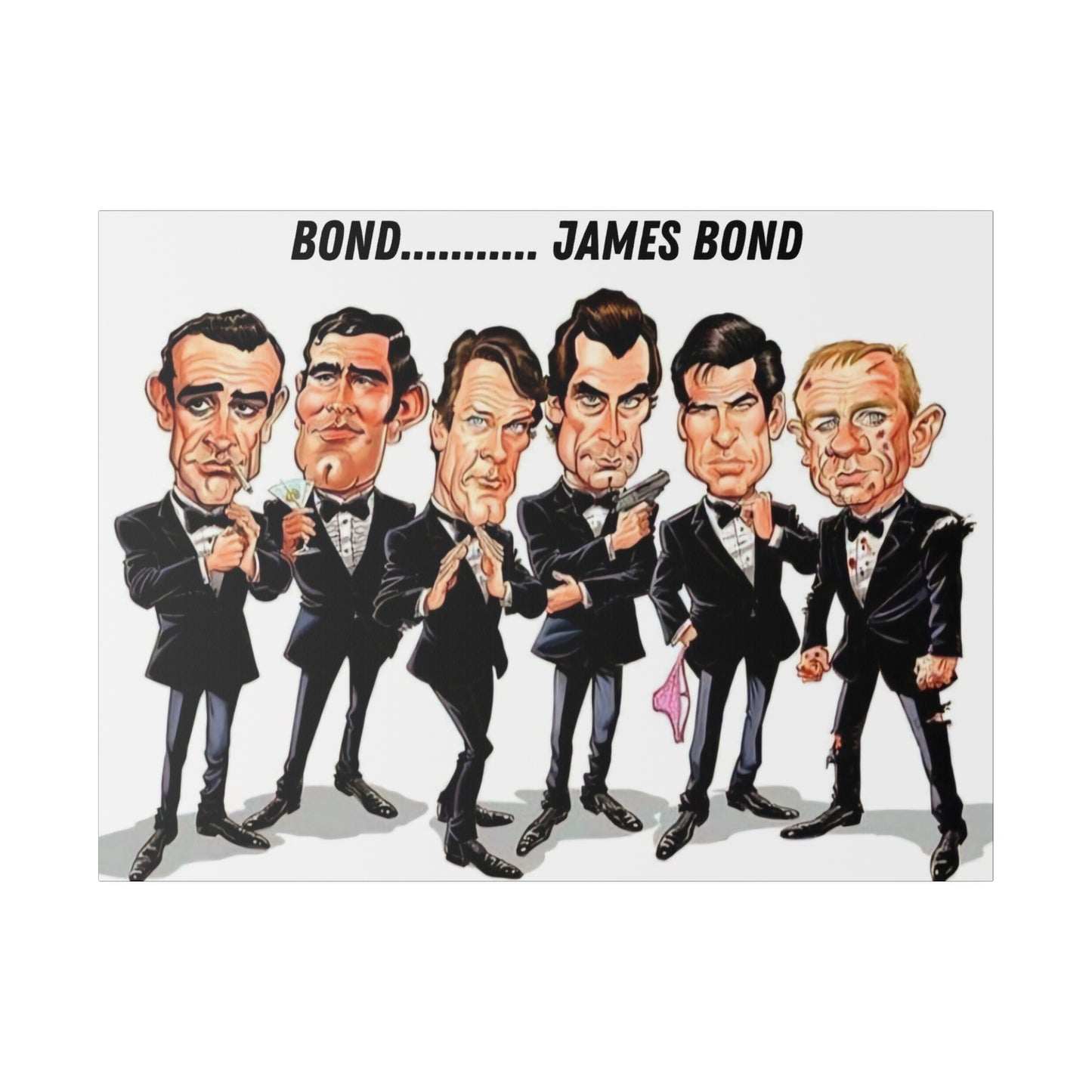 007 Caricature Collage: James Bond Canvas