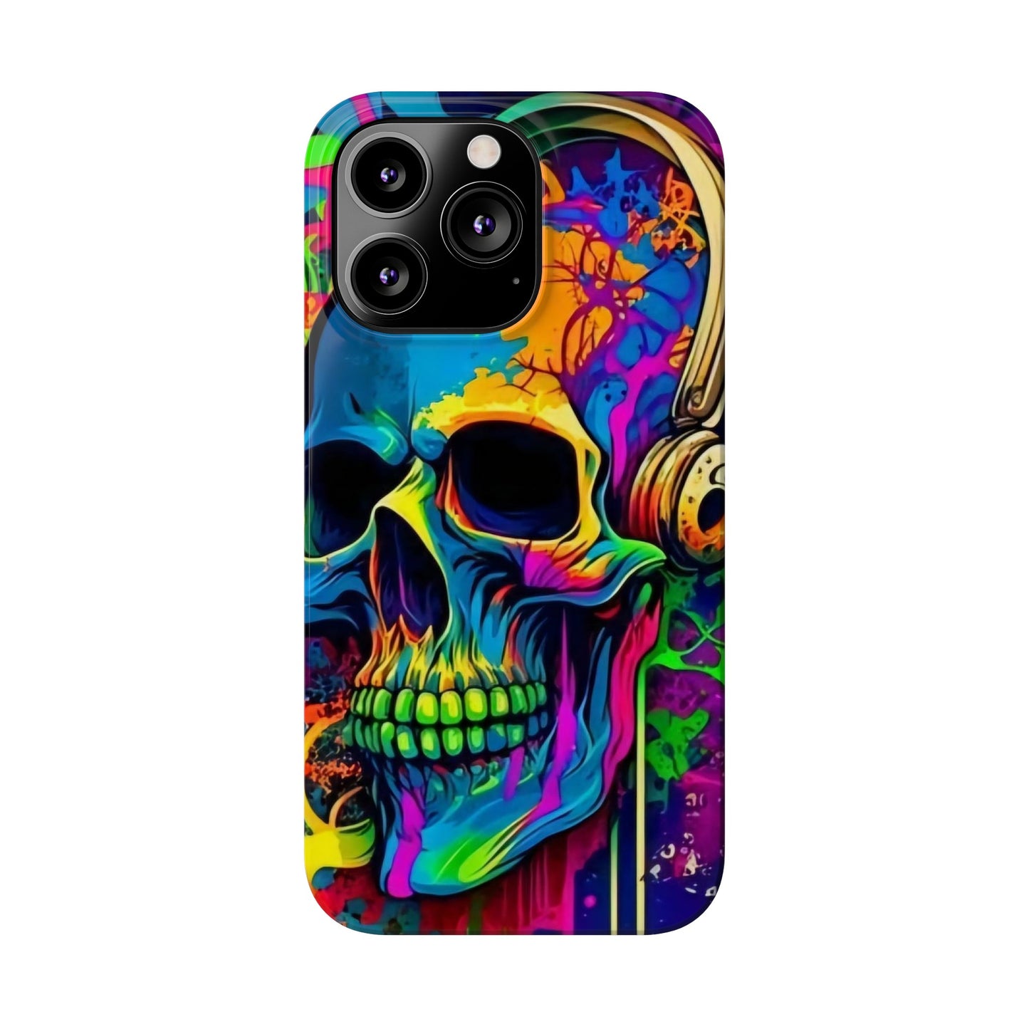 Skull Head with Headphones iPhone 15, 14, 13, 12 Cases: Rock Edition