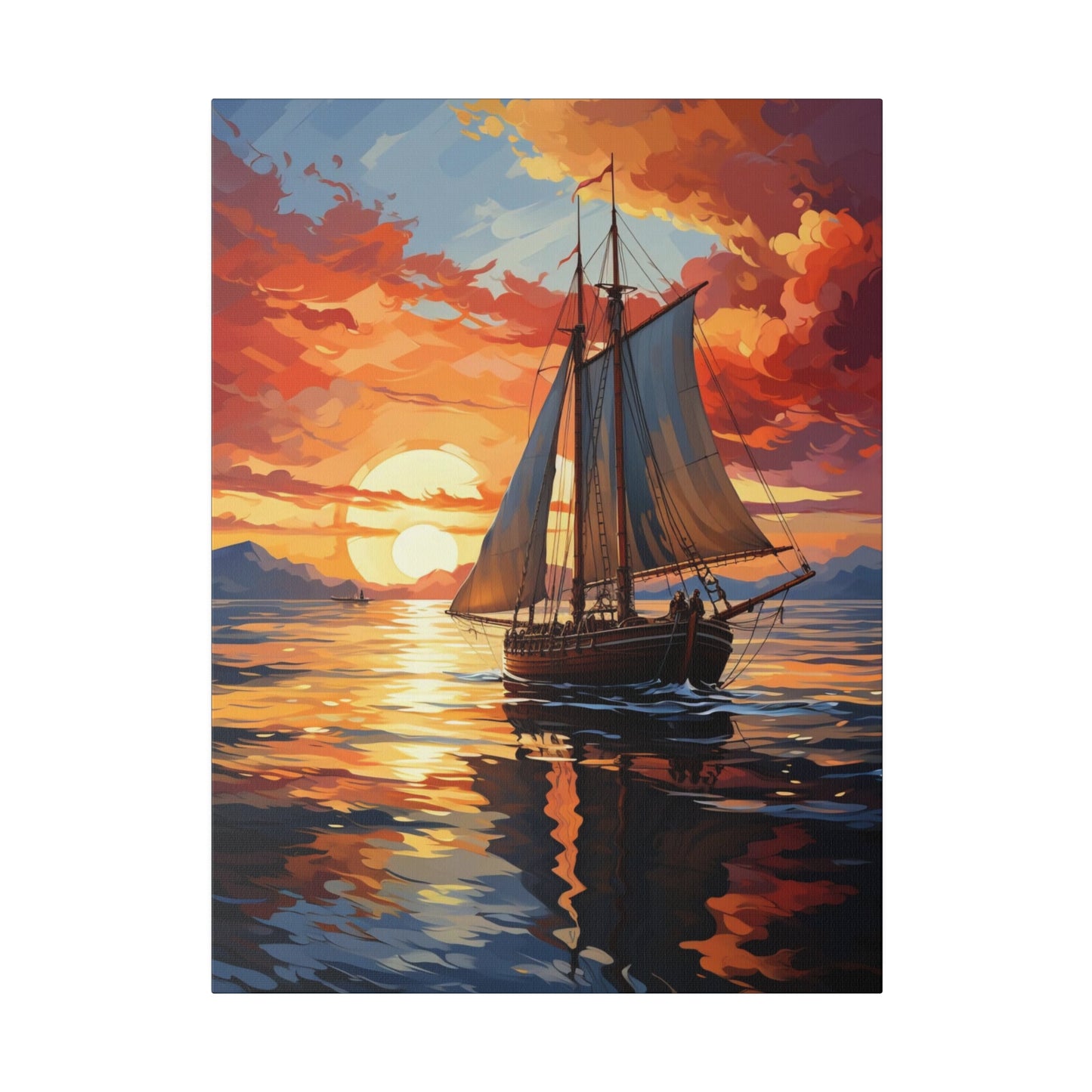Sailing into the Sunset: Old Sailboat Canvas