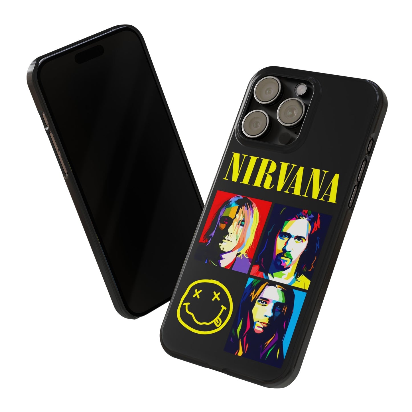 Nirvana Tribute: Kurt Cobain iPhone 15, 14, 13, 12, 11 Art in Black