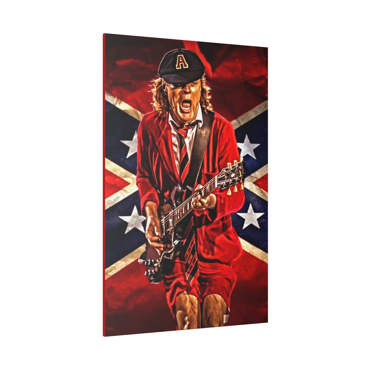 Angus Young from ACDC Guitar Playing - Canvas