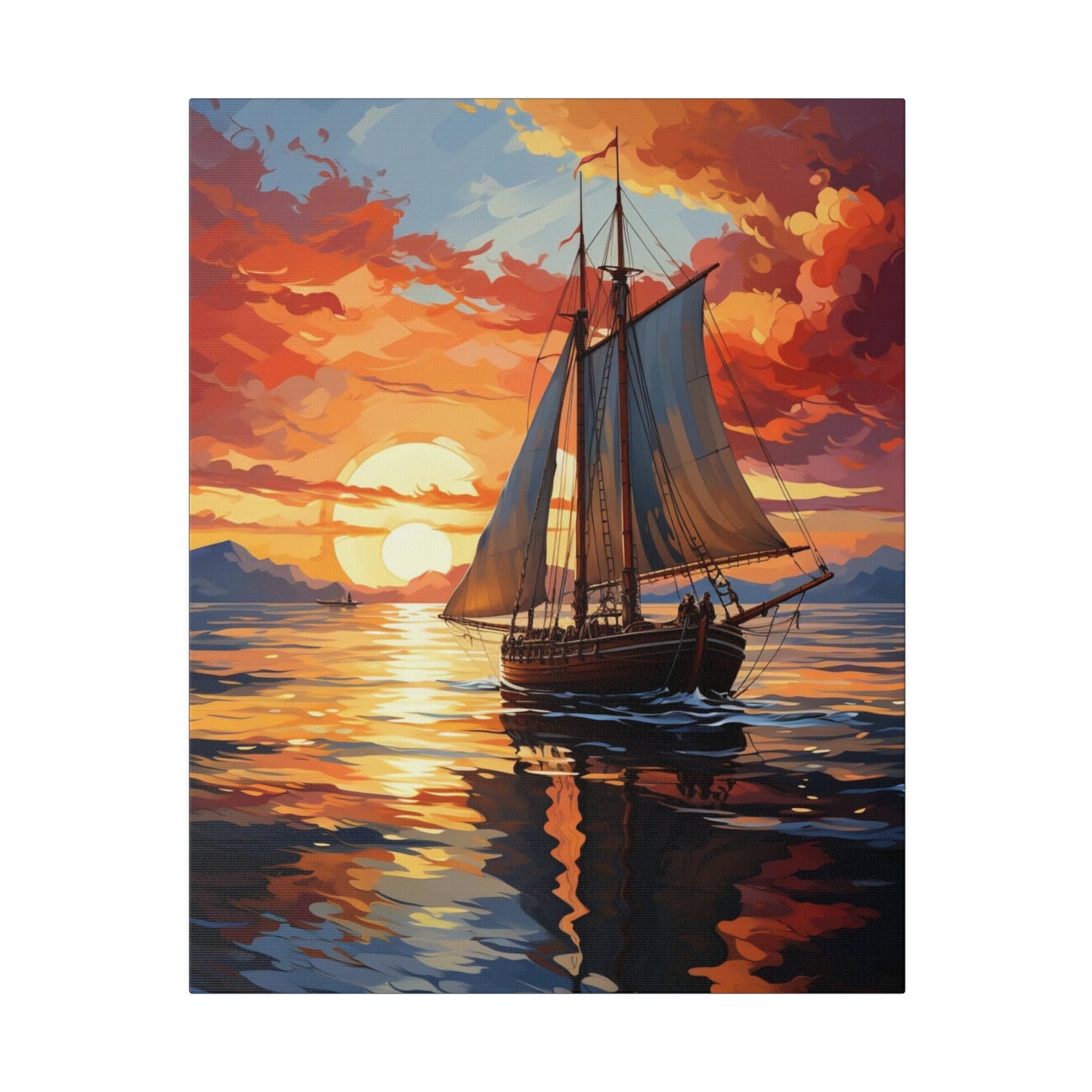 Sailing into the Sunset: Old Sailboat Canvas