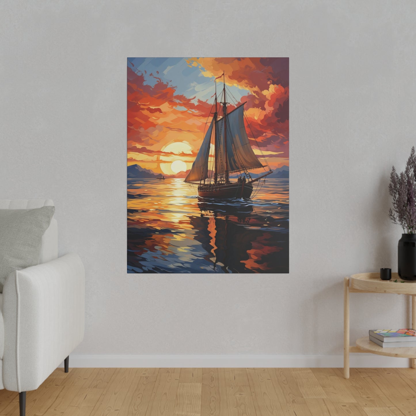 Sailing into the Sunset: Old Sailboat Canvas