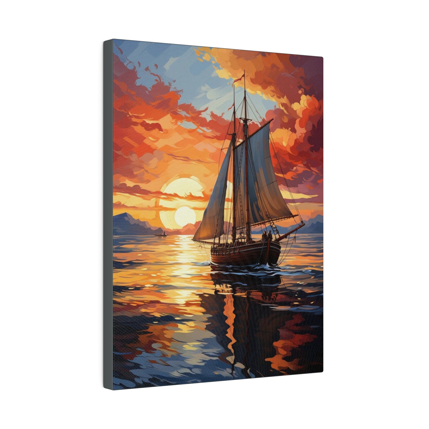 Sailing into the Sunset: Old Sailboat Canvas