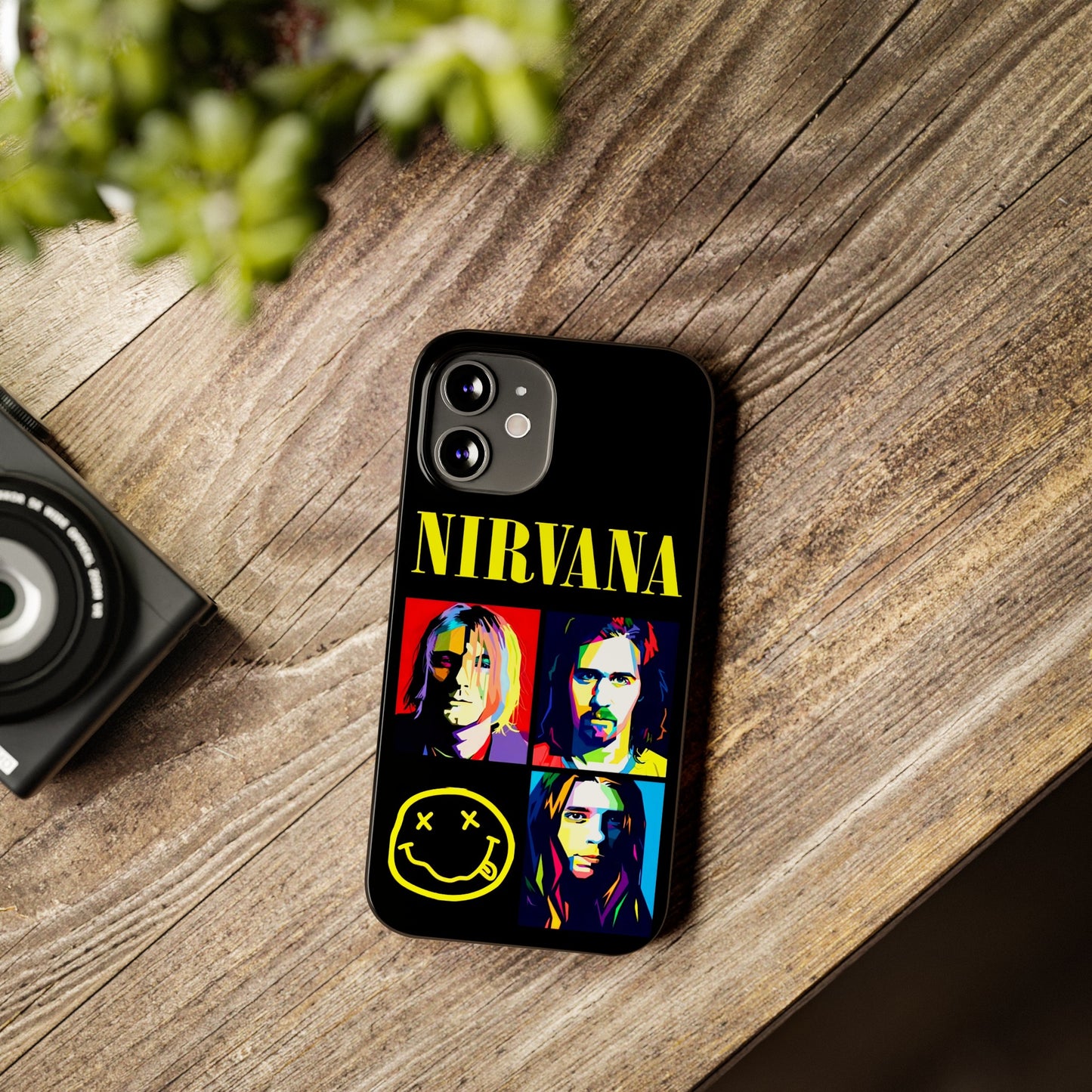Nirvana Tribute: Kurt Cobain iPhone 15, 14, 13, 12, 11 Art in Black