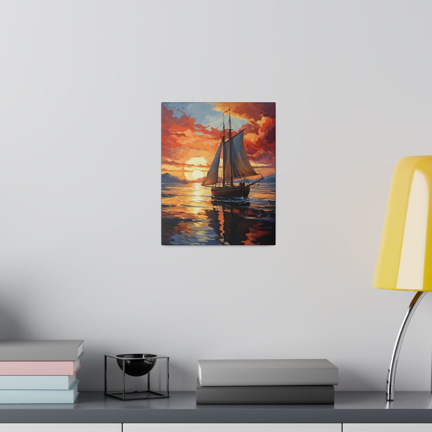 Sailing into the Sunset: Old Sailboat Canvas