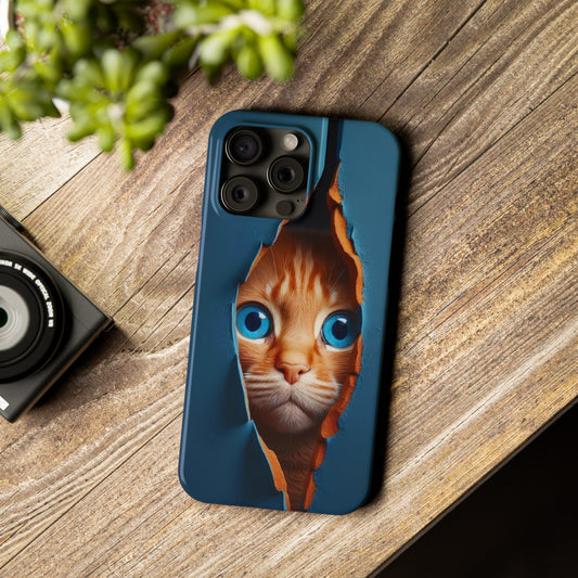 Curious Cat iPhone Cases: Peek-a-Boo Edition - Iphone 15, 14, 13, 12.