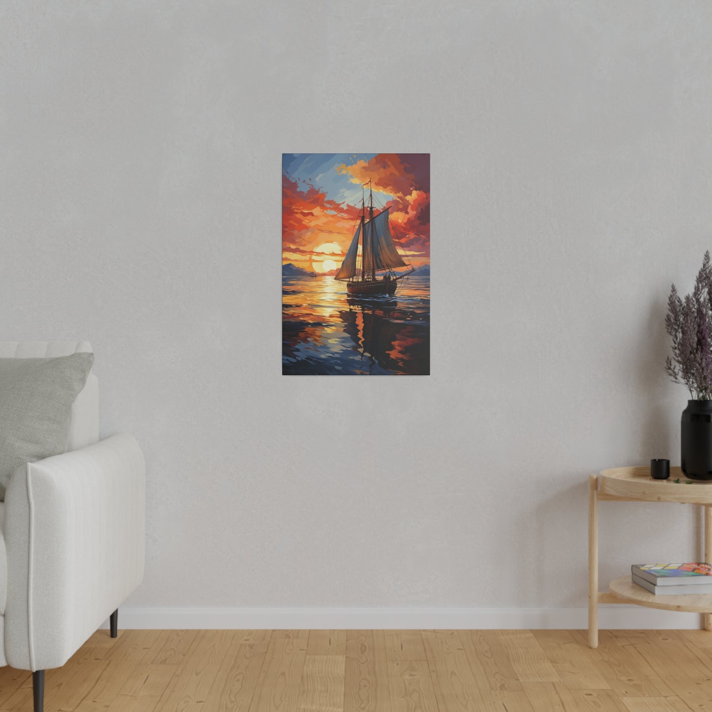 Sailing into the Sunset: Old Sailboat Canvas