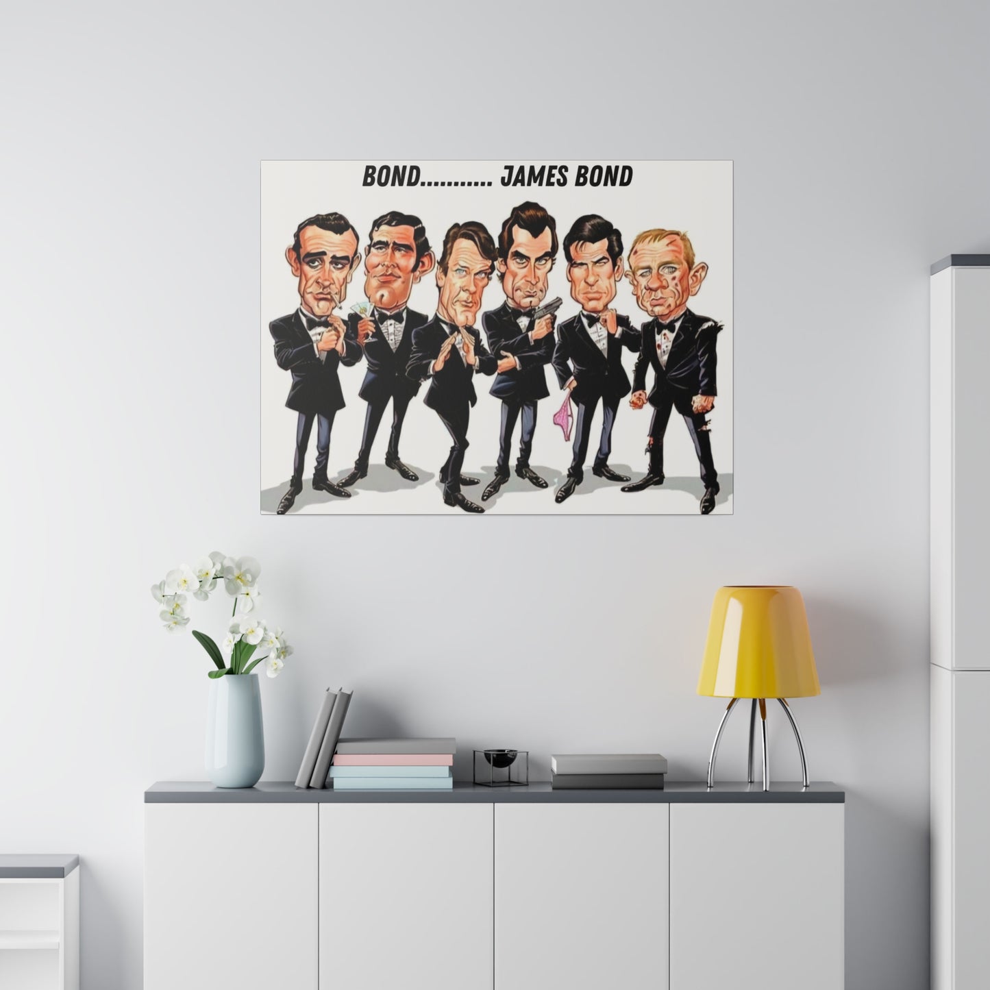007 Caricature Collage: James Bond Canvas
