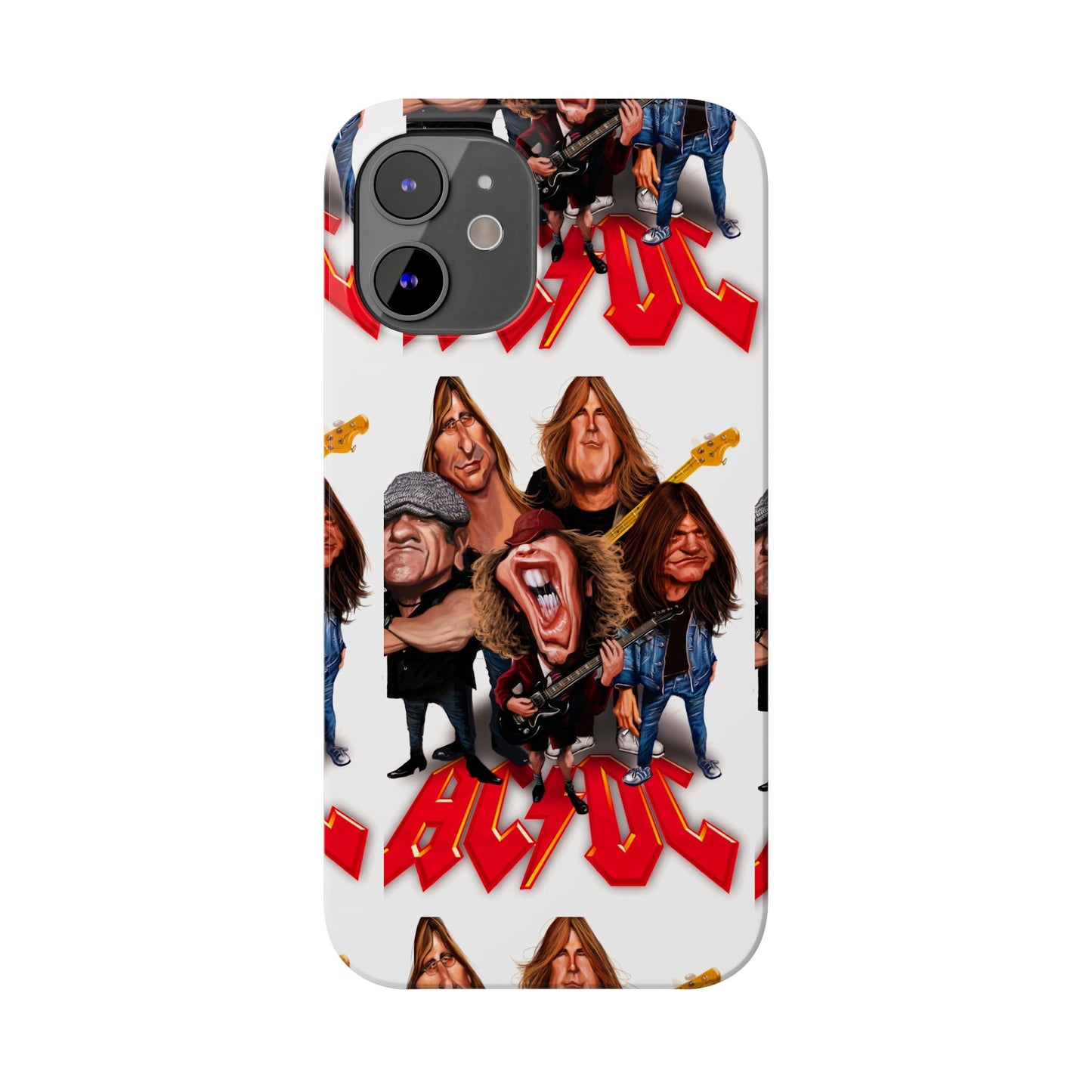 AC/DC Angus Young Rockin Caricatures iPhone 15, 14, 13, 12 Cases