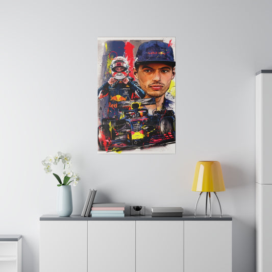 Max Verstappen with F1 Car Canvas