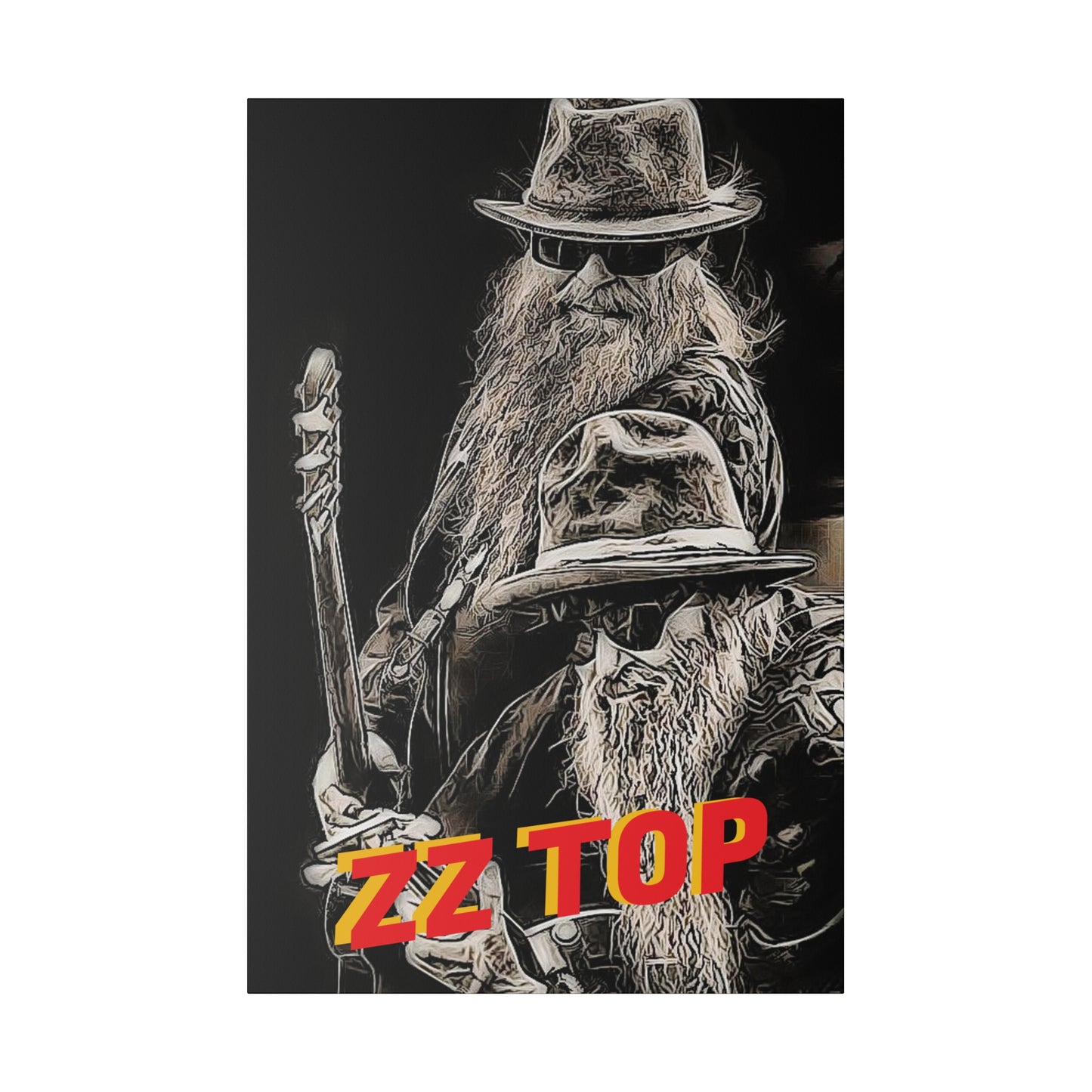ZZ Top with Beard and Hat" Canvas