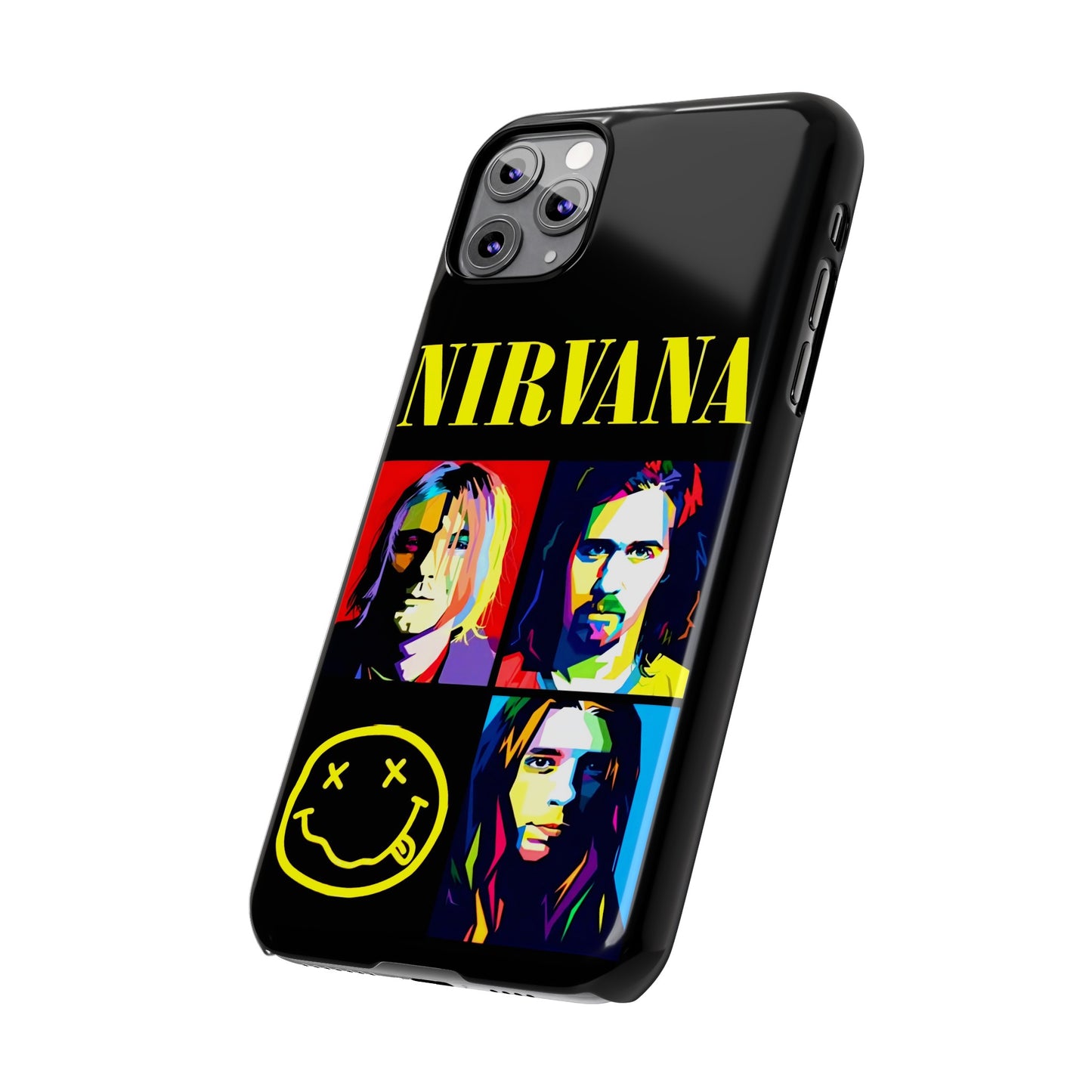 Nirvana Tribute: Kurt Cobain iPhone 15, 14, 13, 12, 11 Art in Black
