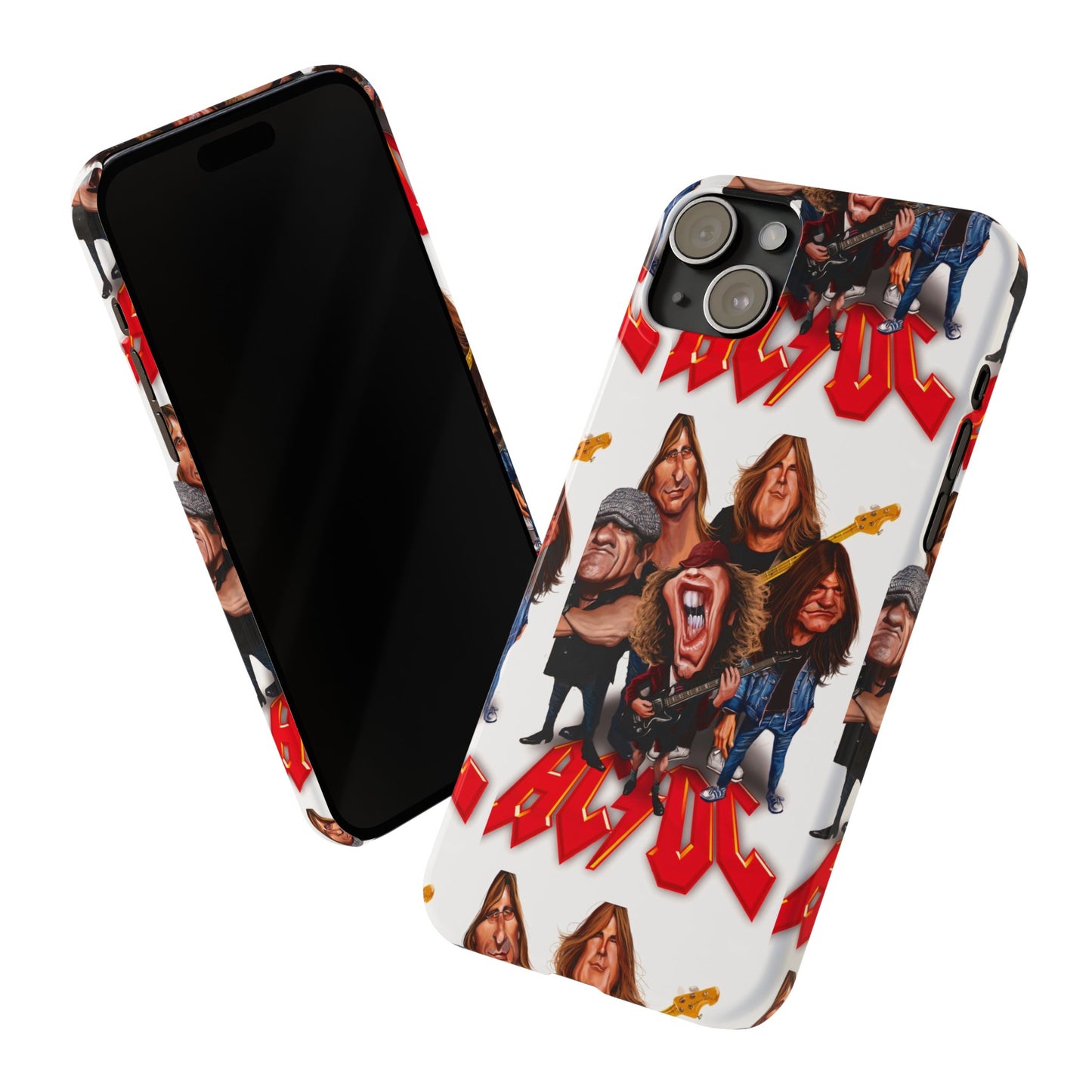 AC/DC Angus Young Rockin Caricatures iPhone 15, 14, 13, 12 Cases