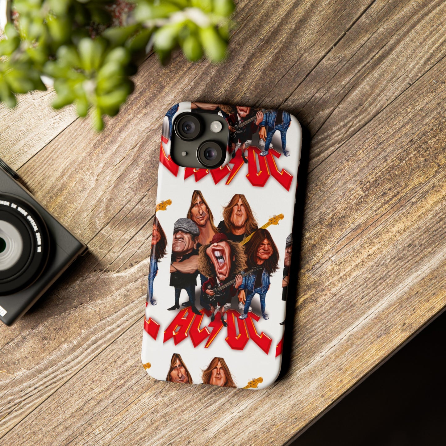 AC/DC Angus Young Rockin Caricatures iPhone 15, 14, 13, 12 Cases