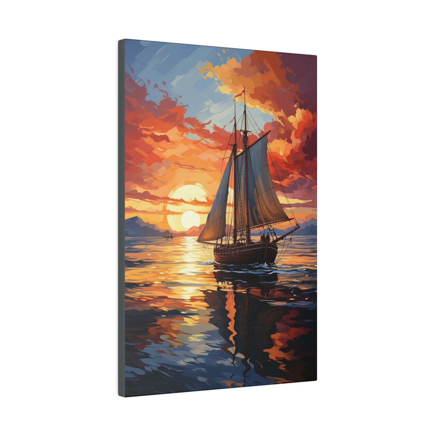 Sailing into the Sunset: Old Sailboat Canvas