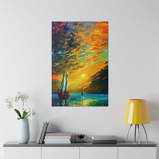 Sailing from the Sunset: Nautical Wall Art - Canvas