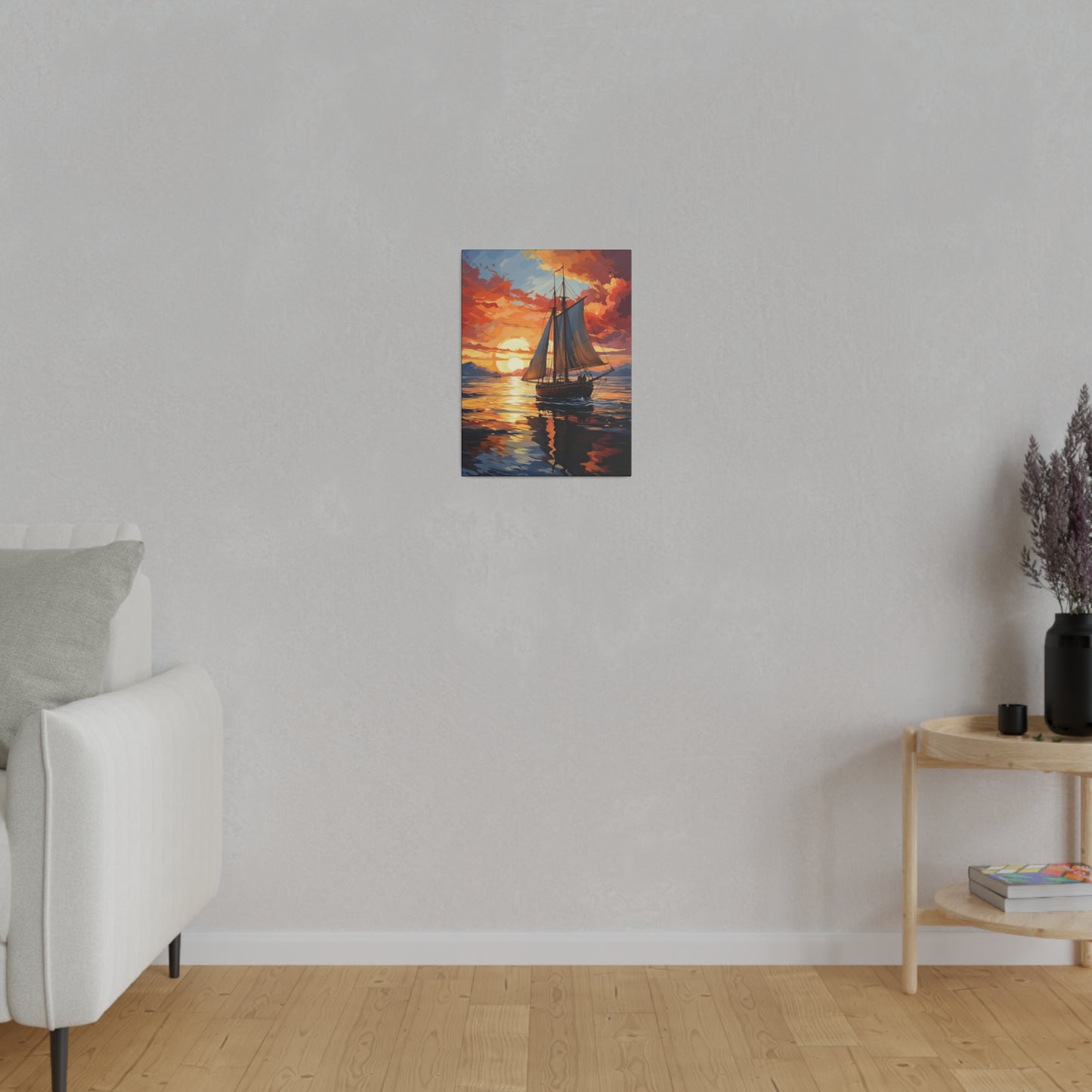 Sailing into the Sunset: Old Sailboat Canvas