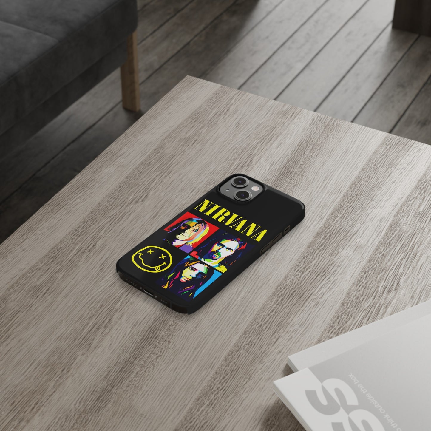 Nirvana Tribute: Kurt Cobain iPhone 15, 14, 13, 12, 11 Art in Black