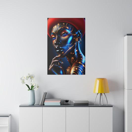 Golden Elegance: Crimson Concealment - Canvas