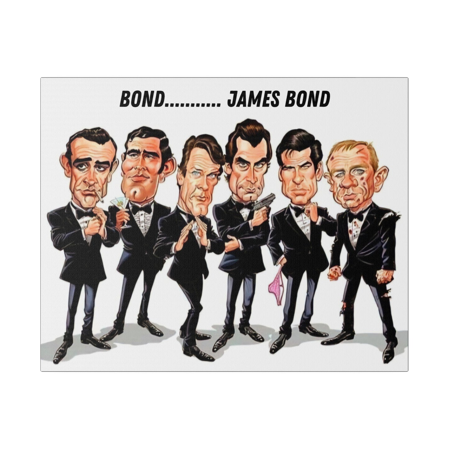 007 Caricature Collage: James Bond Canvas