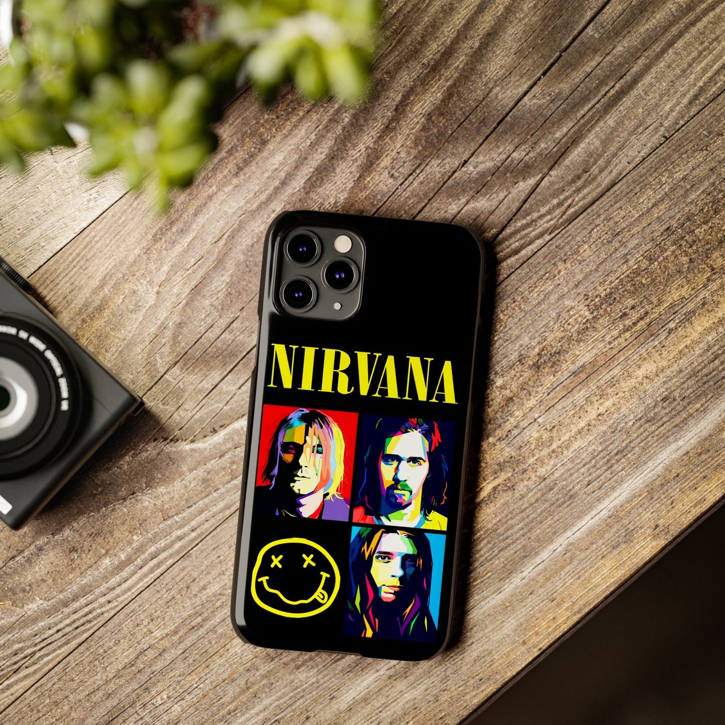 Nirvana Tribute: Kurt Cobain iPhone 15, 14, 13, 12, 11 Art in Black