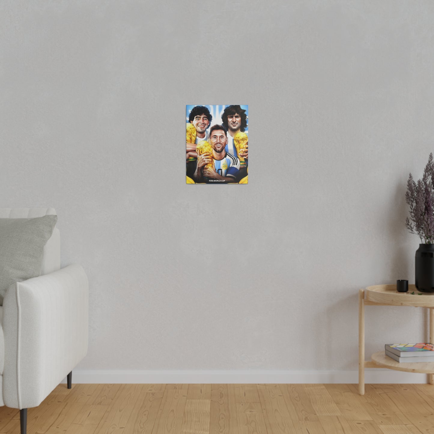 Argentina Football: Big 3 M's - Messi, Maradona, Mario - Canvas