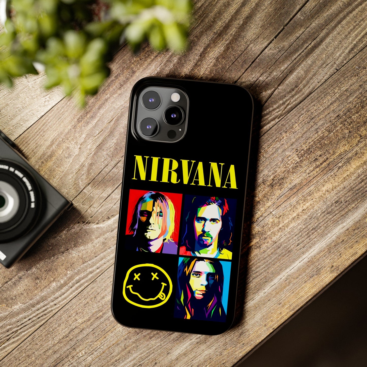 Nirvana Tribute: Kurt Cobain iPhone 15, 14, 13, 12, 11 Art in Black