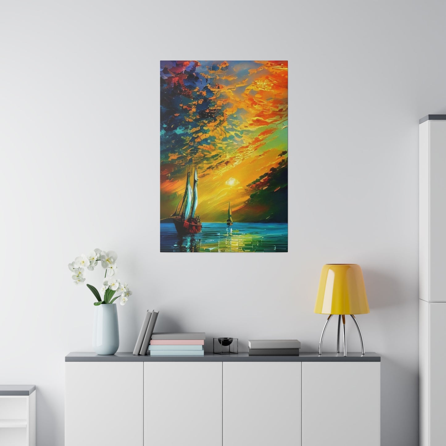 Sailing from the Sunset: Nautical Wall Art - Canvas