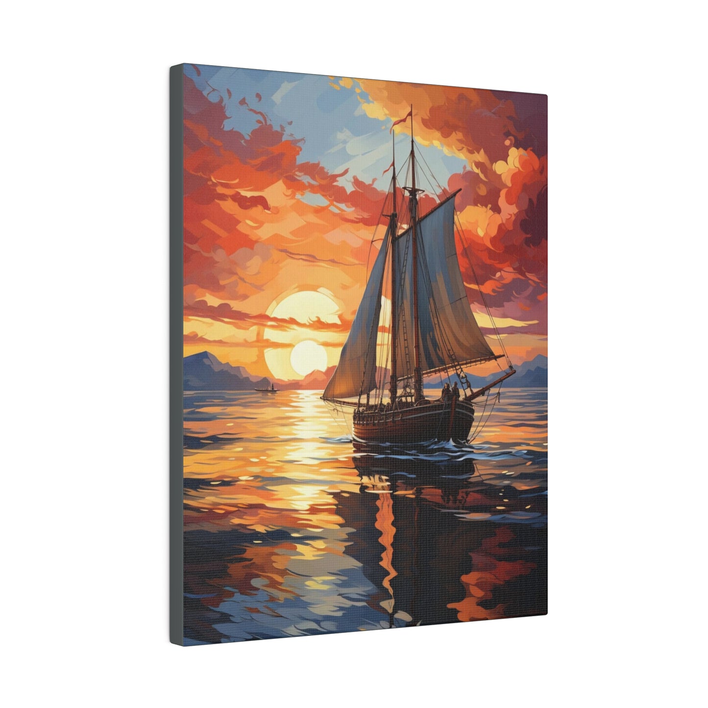 Sailing into the Sunset: Old Sailboat Canvas