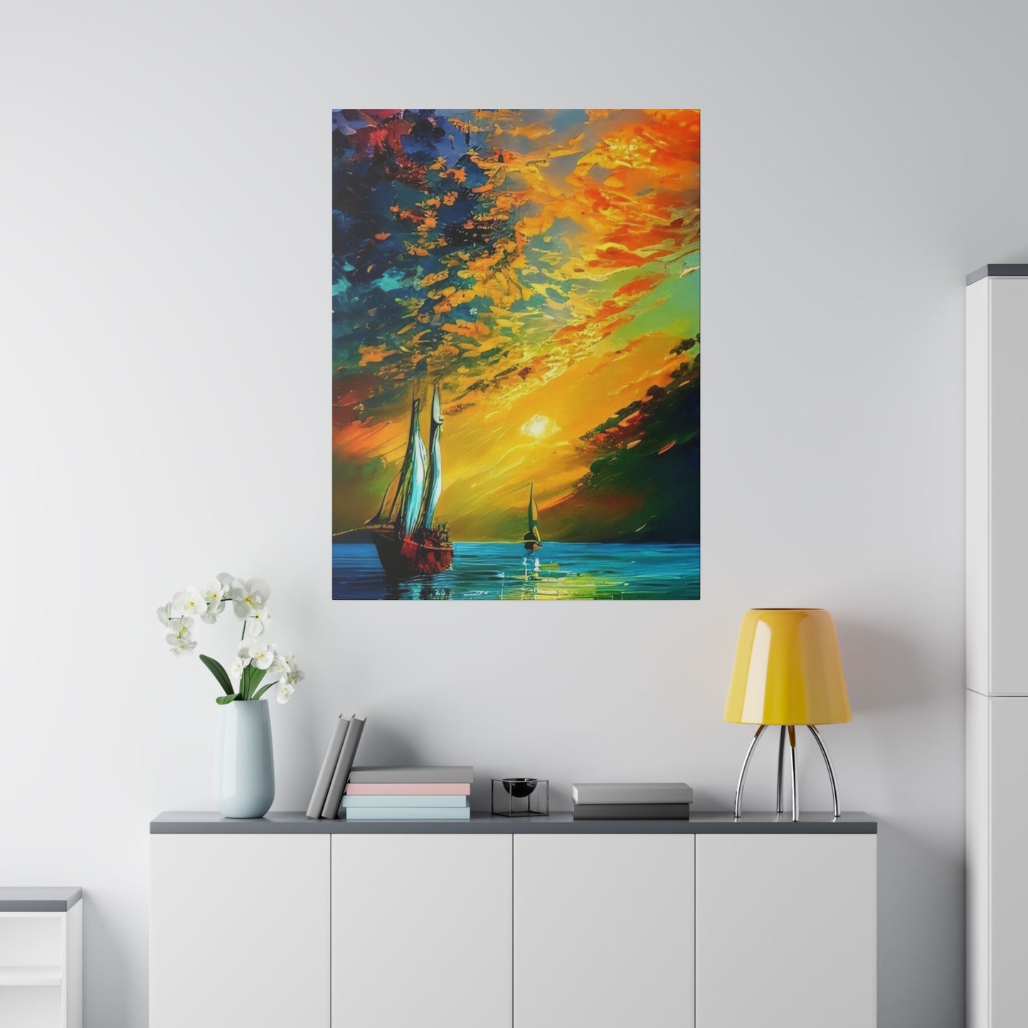 Sailing from the Sunset: Nautical Wall Art - Canvas