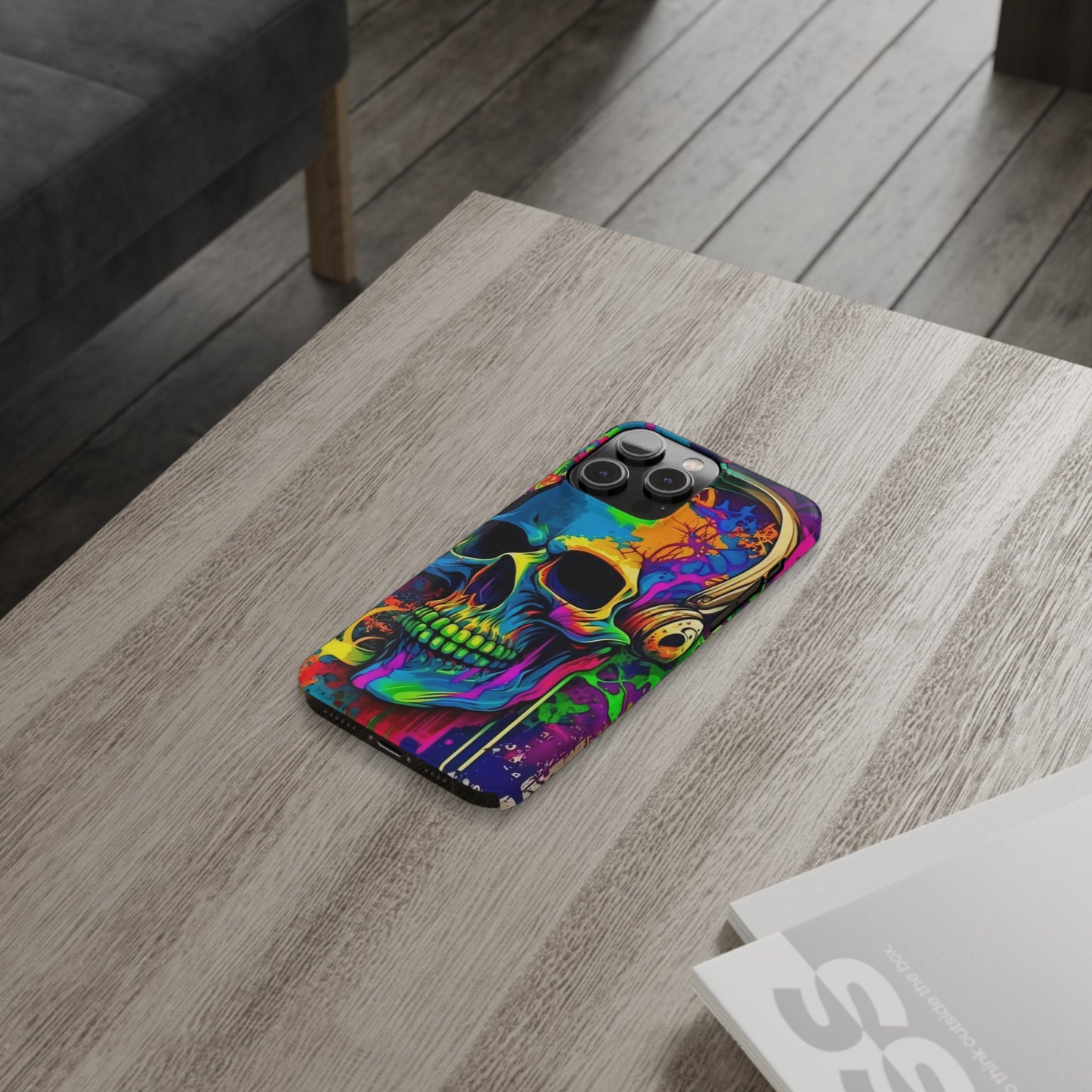 Skull Head with Headphones iPhone 15, 14, 13, 12 Cases: Rock Edition