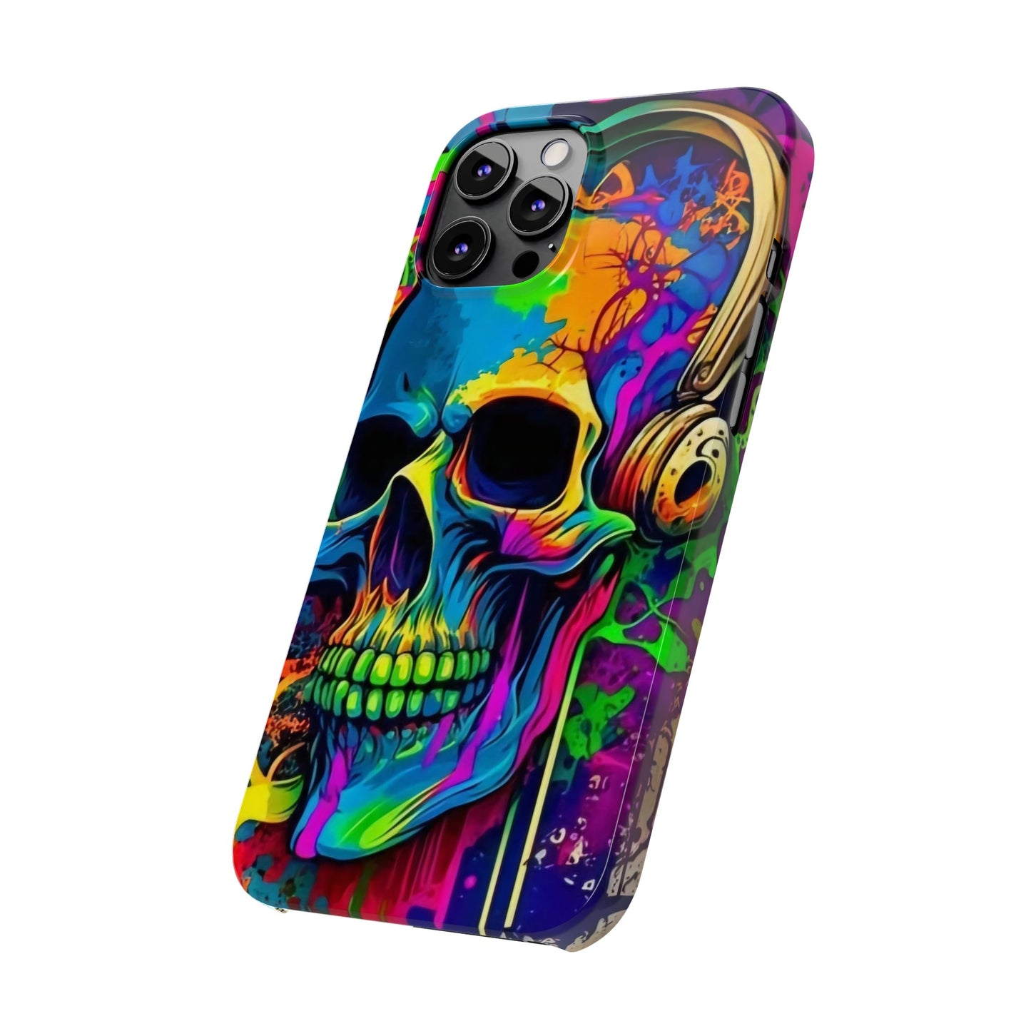 Skull Head with Headphones iPhone 15, 14, 13, 12 Cases: Rock Edition