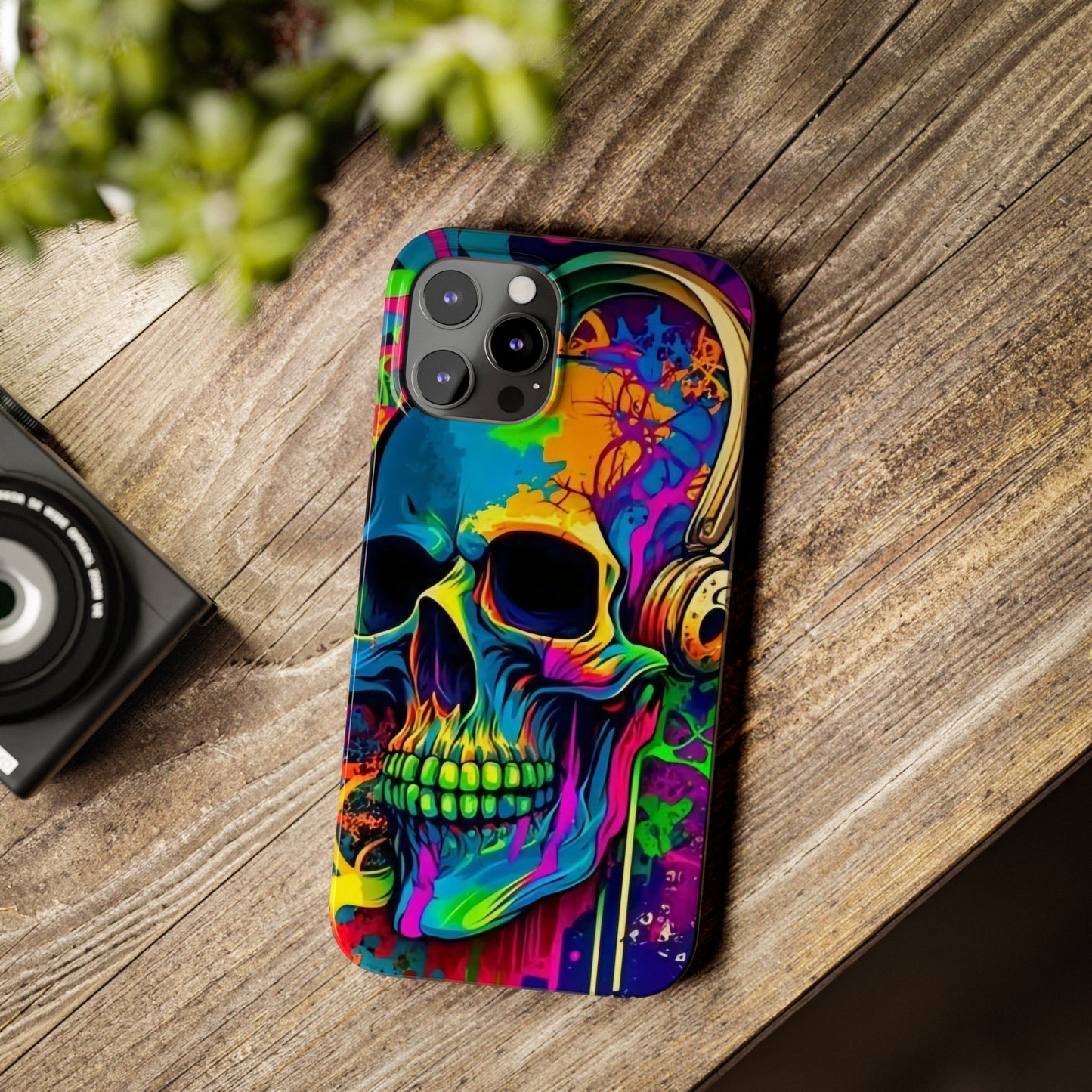 Skull Head with Headphones iPhone 15, 14, 13, 12 Cases: Rock Edition