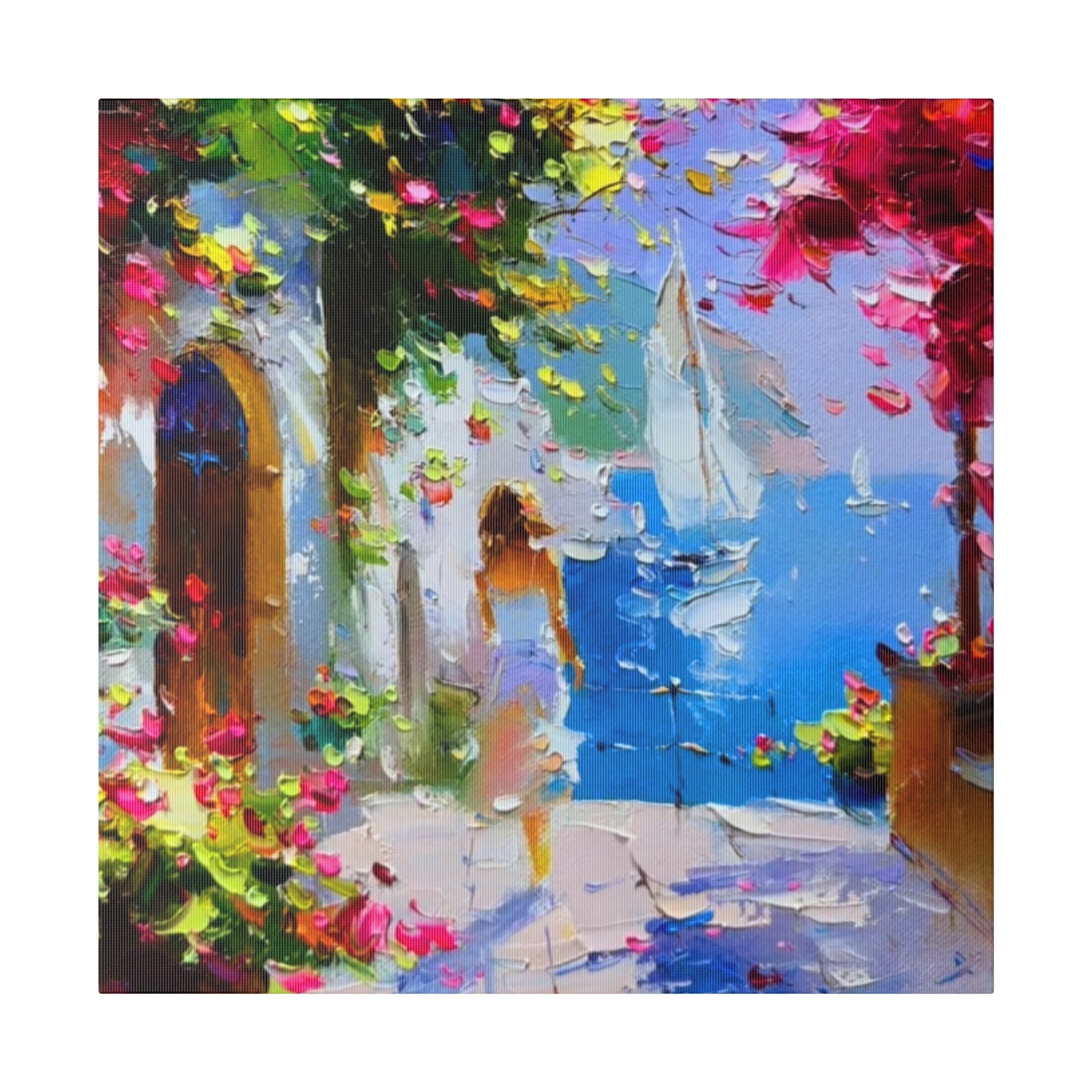 Seaside Elegance: Lady in White - Canvas