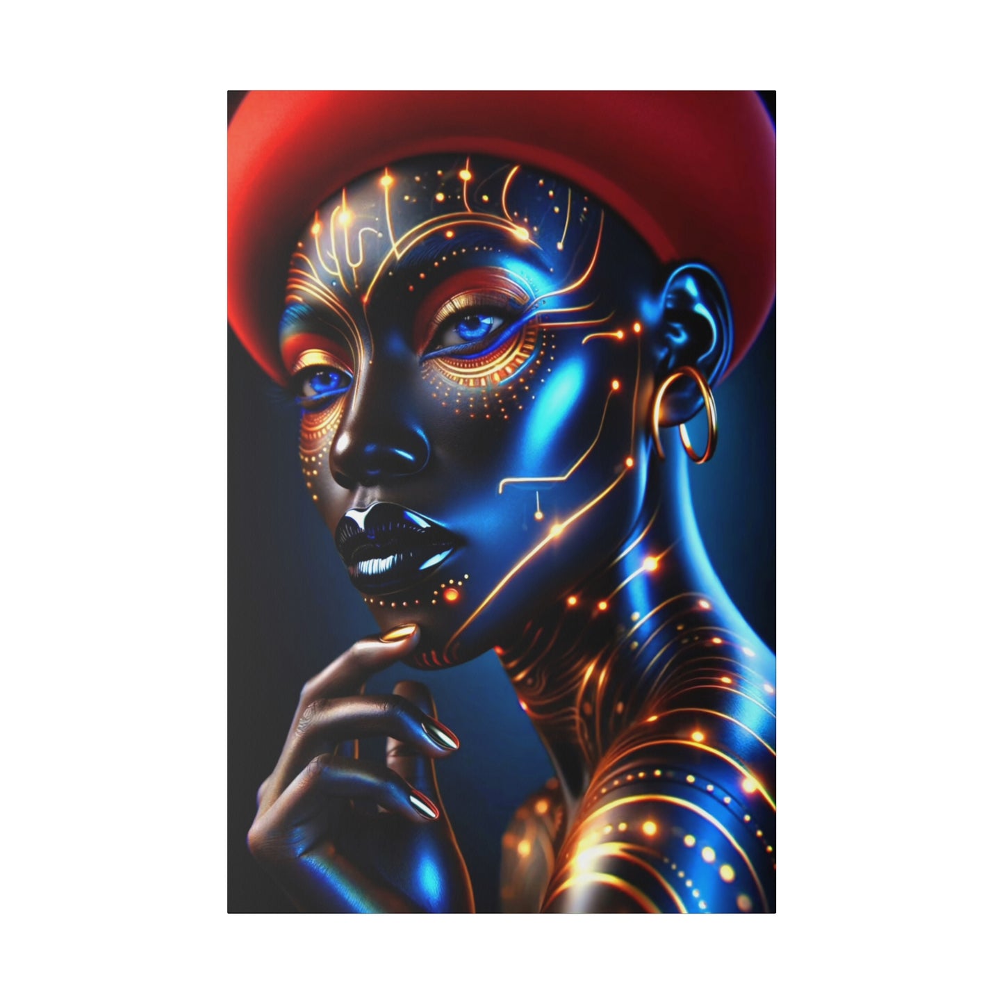 Golden Elegance: Crimson Concealment - Canvas