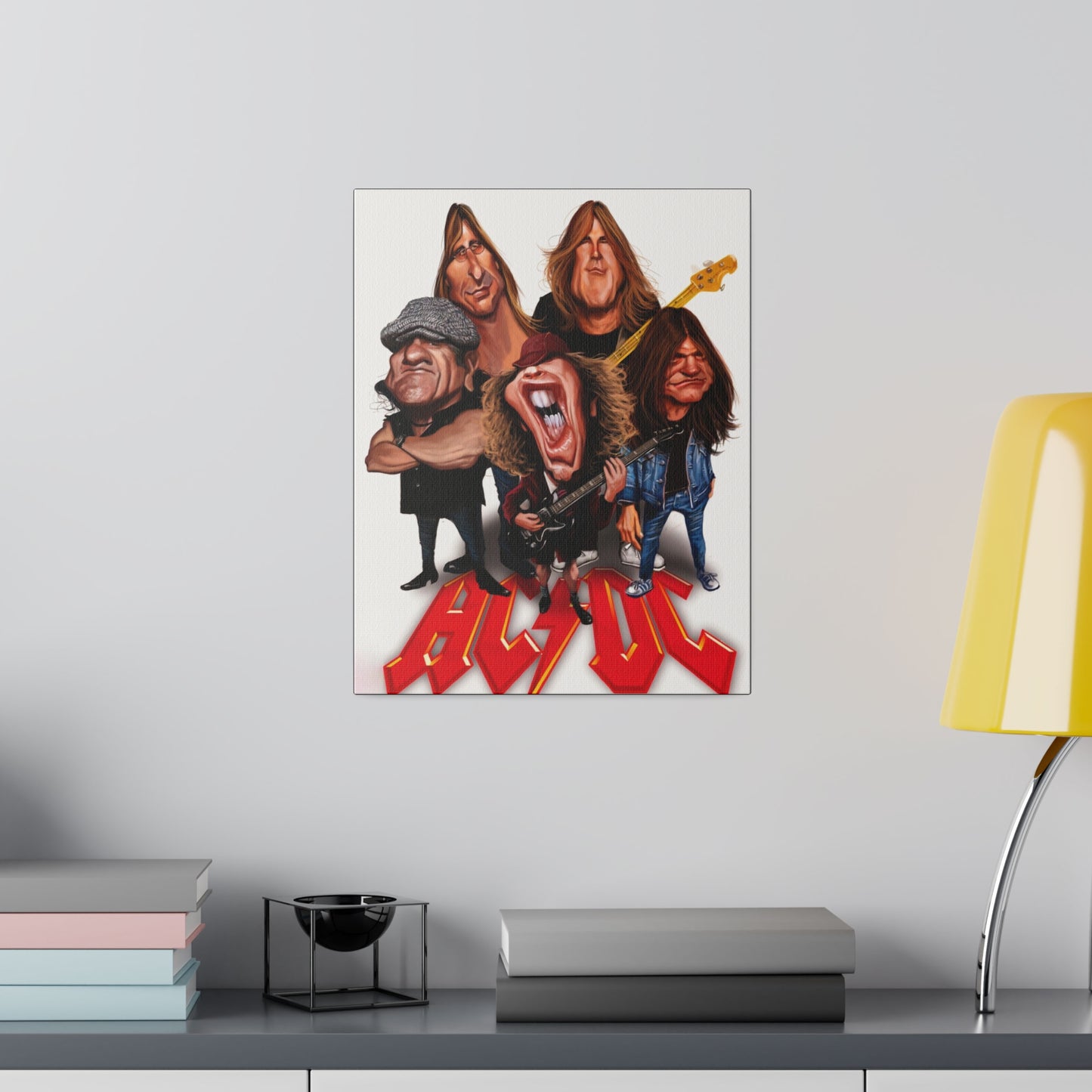 ACDC and Angus Young Rockin' Caricatures - Canvas