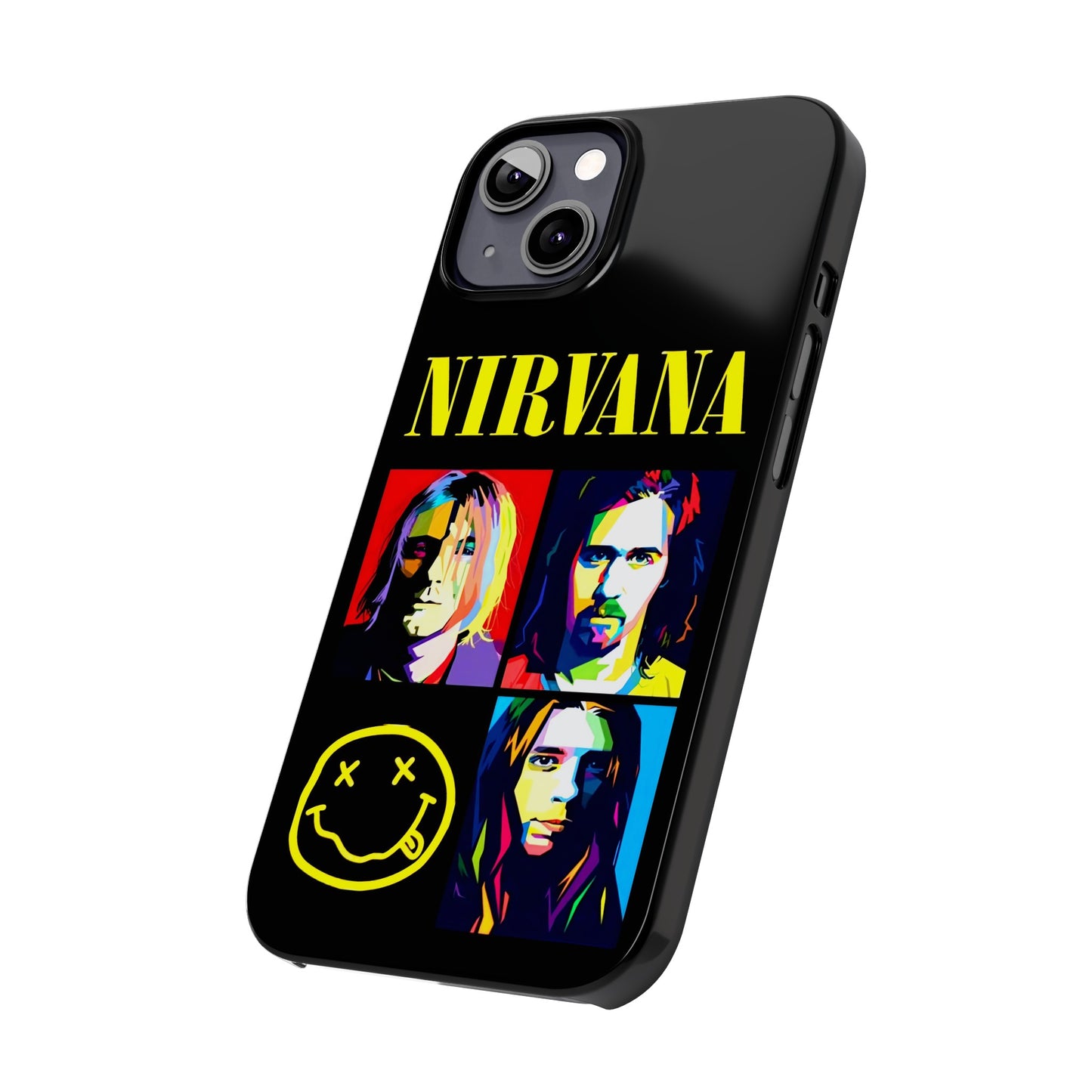 Nirvana Tribute: Kurt Cobain iPhone 15, 14, 13, 12, 11 Art in Black