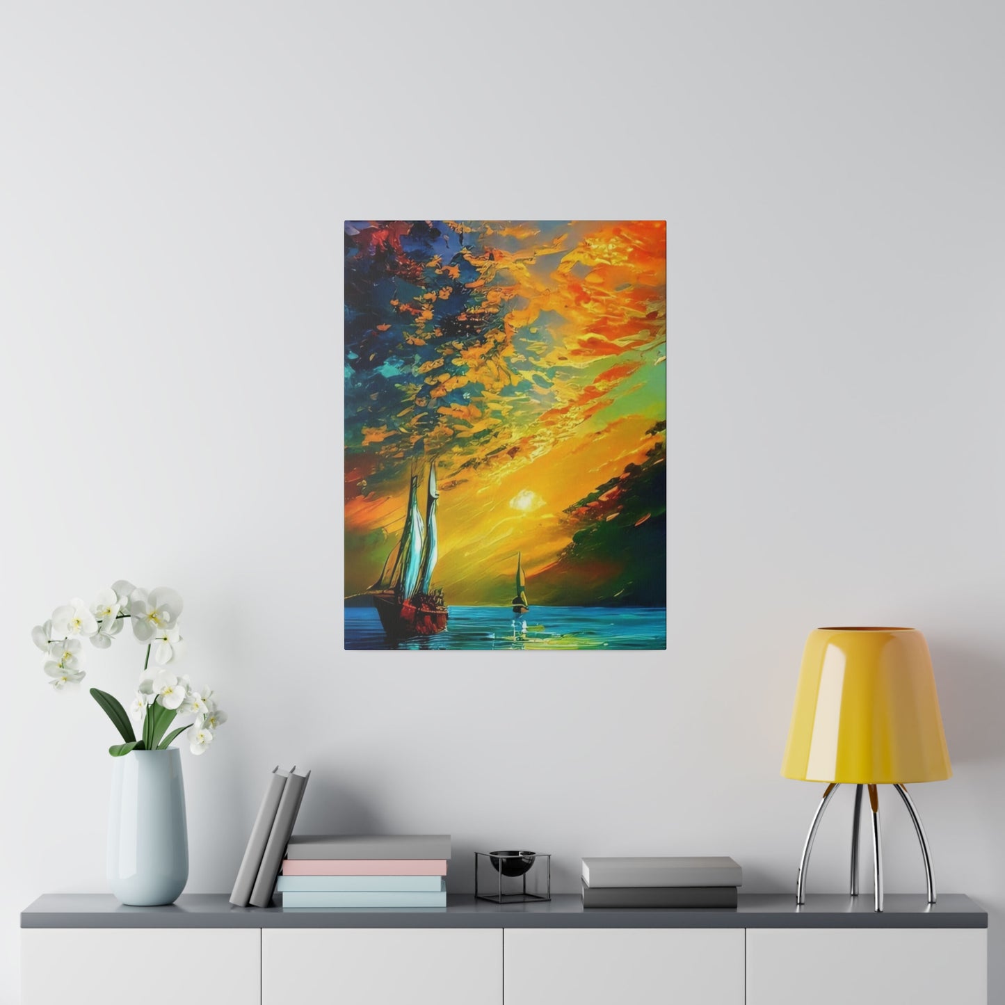 Sailing from the Sunset: Nautical Wall Art - Canvas