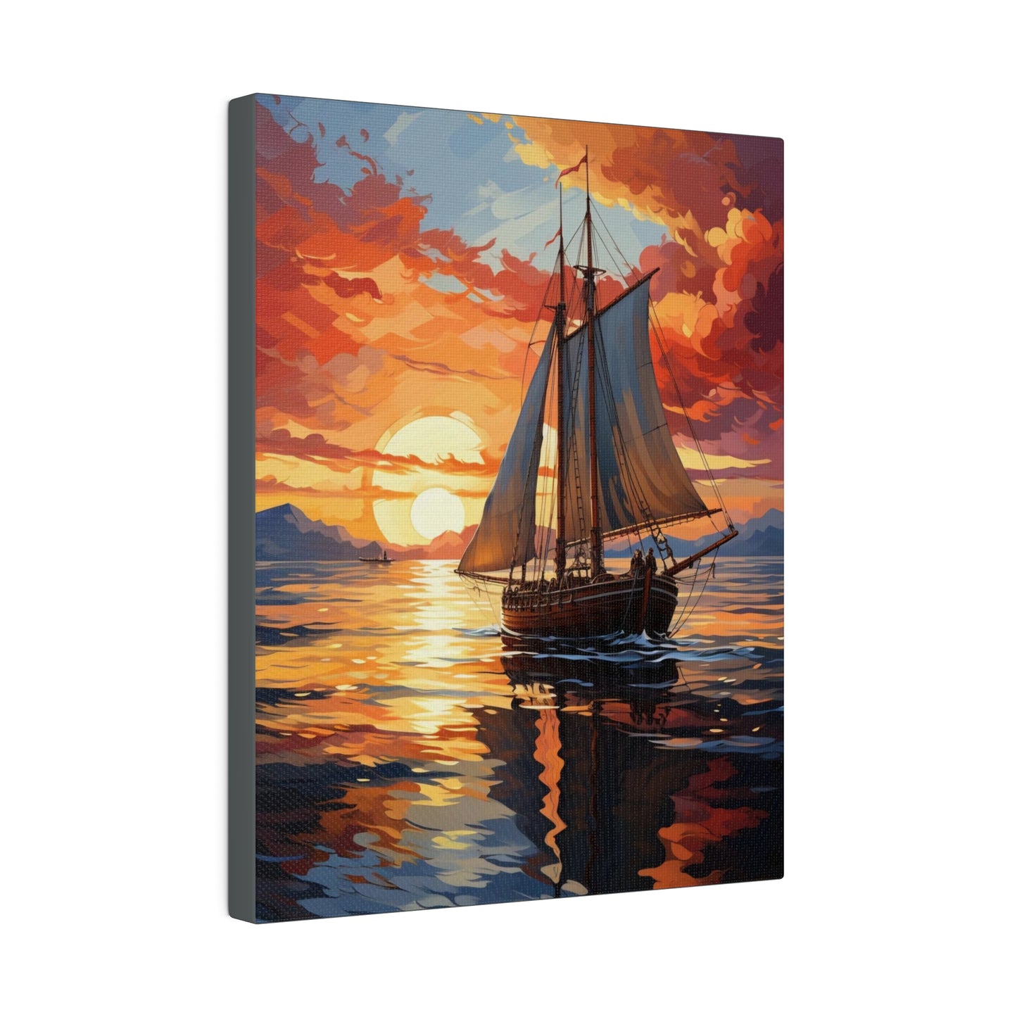 Sailing into the Sunset: Old Sailboat Canvas