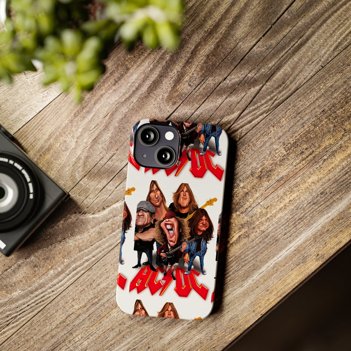 AC/DC Angus Young Rockin Caricatures iPhone 15, 14, 13, 12 Cases