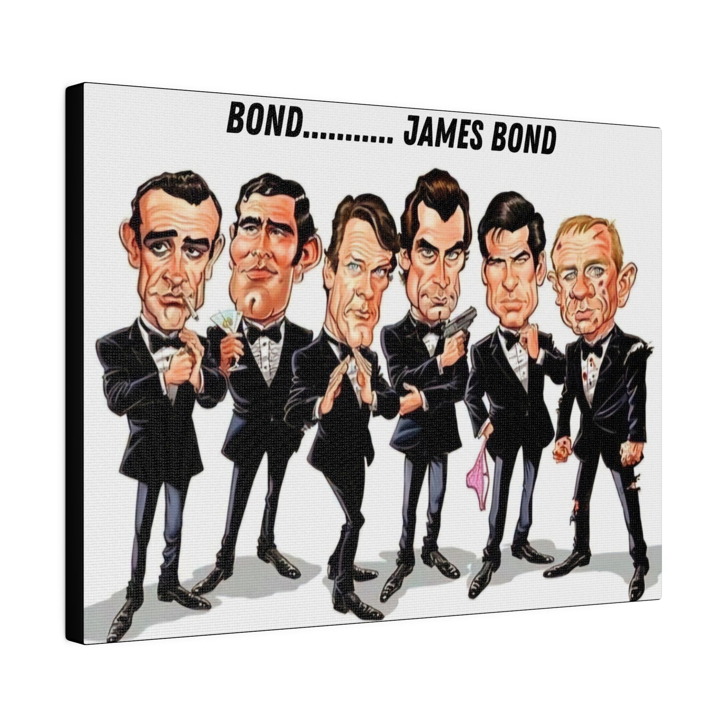 007 Caricature Collage: James Bond Canvas